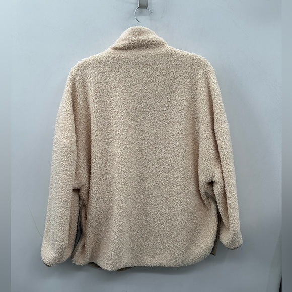 BOUNDLESS NORTH CREAM Sherpa Snap warm woman bohemian oversized cozy pullover M - Picture 2 of 13